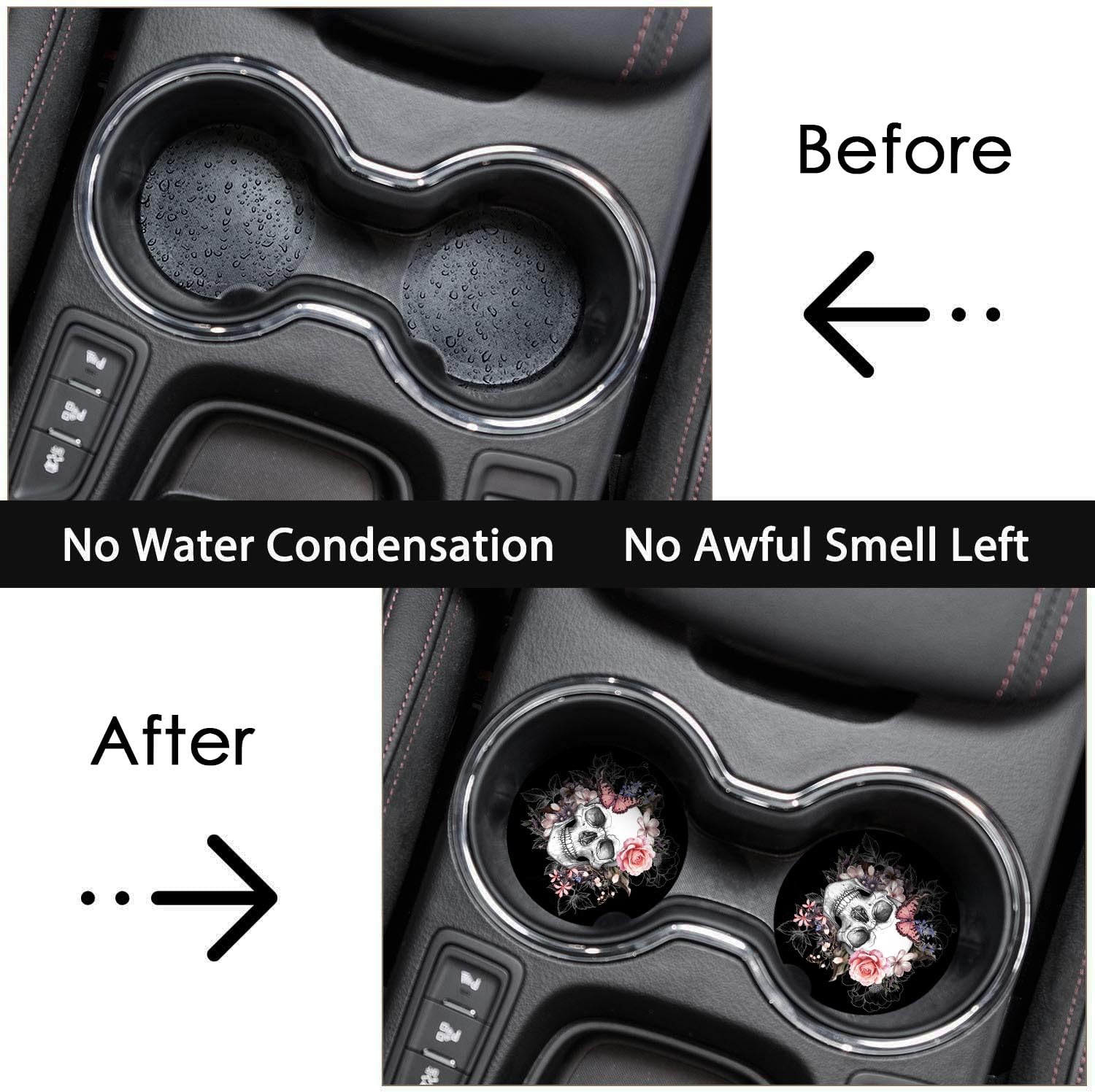 Britimes Car Coasters For Drinks Absorbent, 2 Pack Cup Holders, 2.56'' Ceramic Stone & Non-Scratch Cork Base Coasters Cupholder,